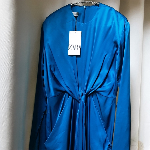 ZARA| Limited Édition Satin Dress With Bow Detail - Picture 13 of 17